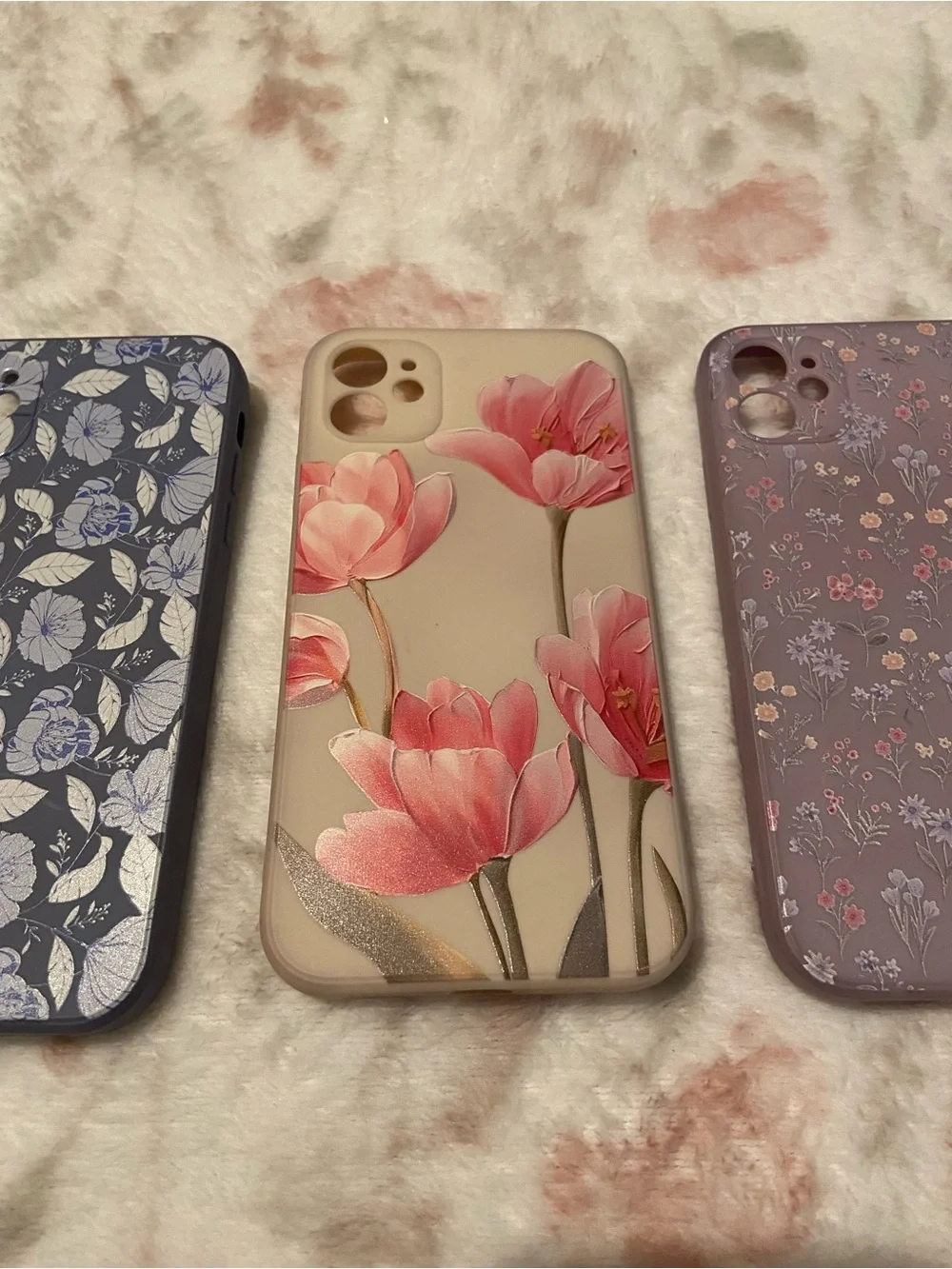 iPhone 11 Lot of 3 Floral Cases - Blue, Cream, Purple Bundle Cute Girly